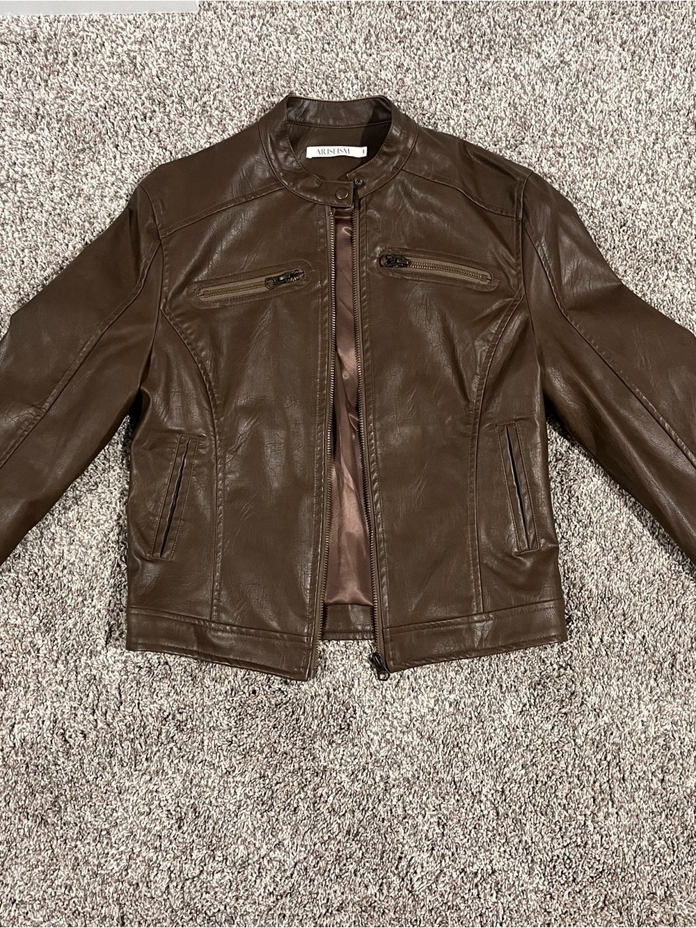 Brown Leather Moto Jacket